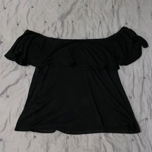 Black loose hanging off the shoulder blouse
